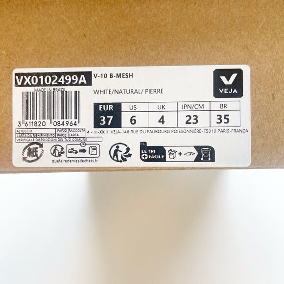 Veja V-10 B-MESH WHITE NATURAL PIERRE 37/6. New - Picture 9 of 17